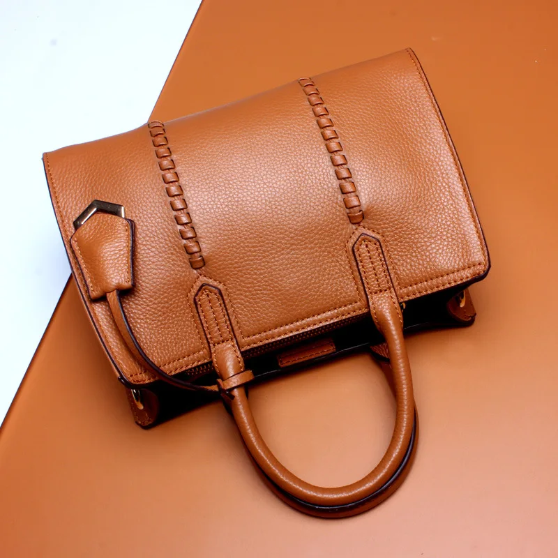 Genuine Leather Handbags For Women Cow Leather Embossed Shoulder Bag Lady Handbag Casual Women Large Tote Bag