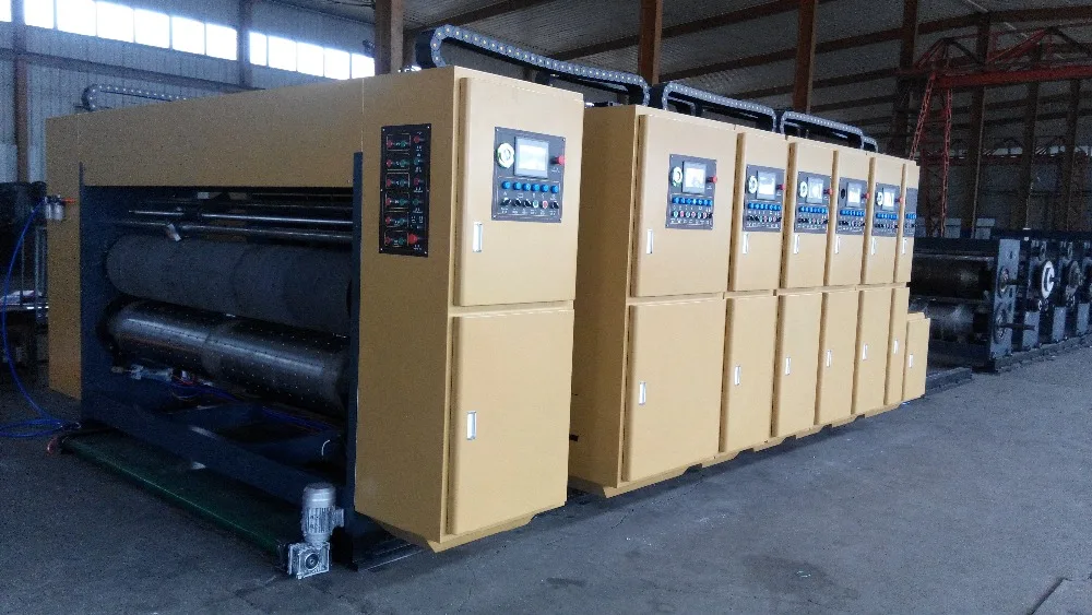 Vacuum transfer high speed automatic flexo printer slotter die-cutter &folder gluer strapping production line