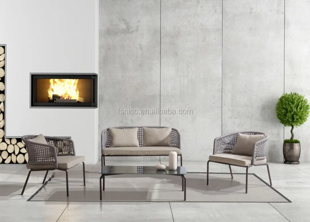 Полиэстеровый веревочный стул, уличный обеденный стул, алюминиевый уличный стул