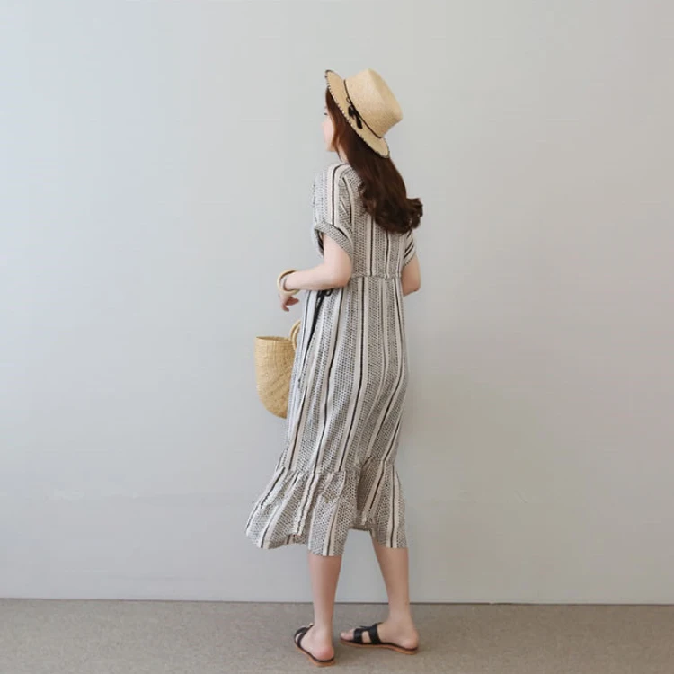 2019 Fashion Summer Stripe Short Sleeve Maternity Dress