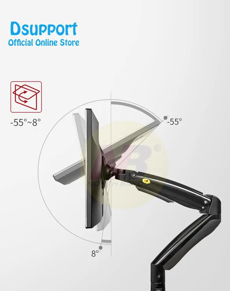 F100A Gas Spring Arm 22-35 inch Screen Monitor Holder 360 Rotate Tilt Swivel F100A Desktop Monitor Mount Arm with Two USB Ports