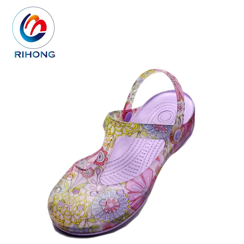 2019 new arrival fashionable wedge women pvc clear plastic clogs shoes