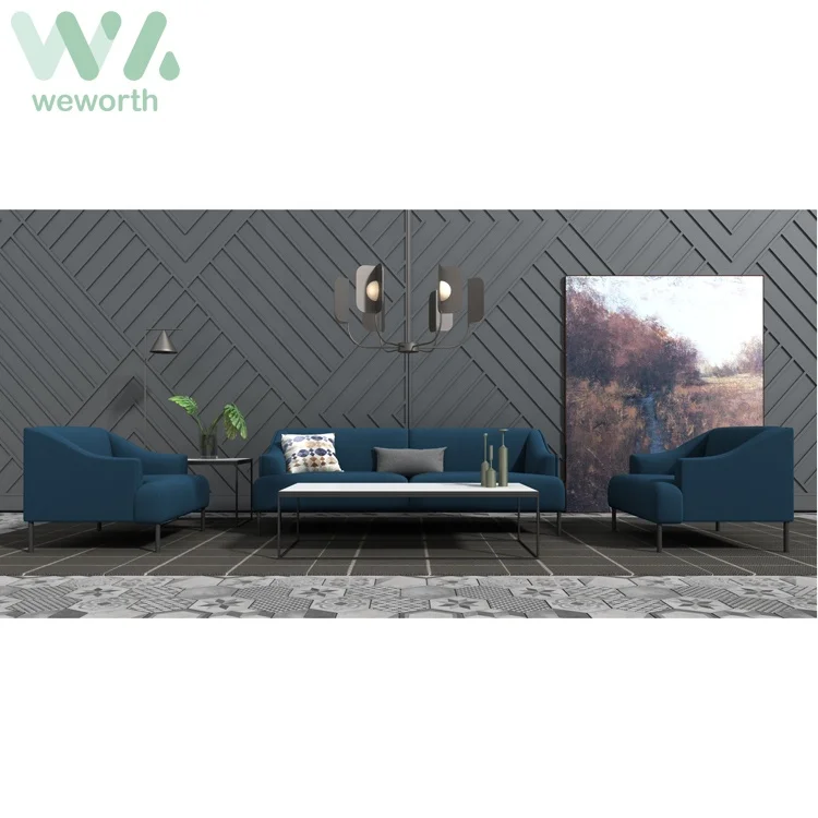 
Modern Fabric Three Seat Sofa with Powder Coated Legs for Office Room / Reception Room 