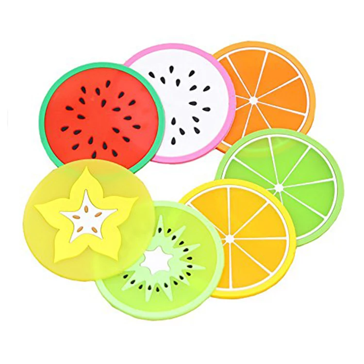 Non Slip Fruit Slice Drink Cups Pad Silicone Fruit Coaster