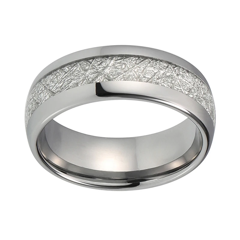 ring meteorite inlay Tungsten carbide Men band 8MM ring