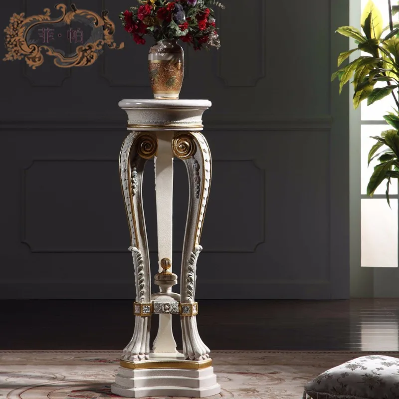 French baroque furniture vase stand handwork gilding golden foil royalty living room furniture