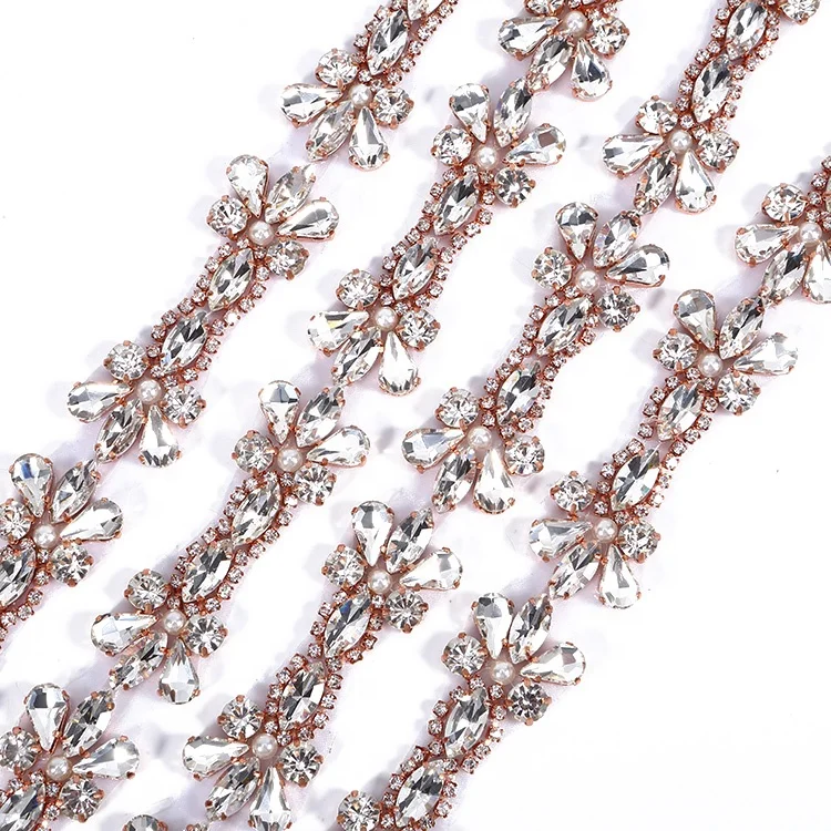 Appliques rhinestone crystal patches bling wedding bridal beaded rhinestone for sash belt applique dress accessory RH989