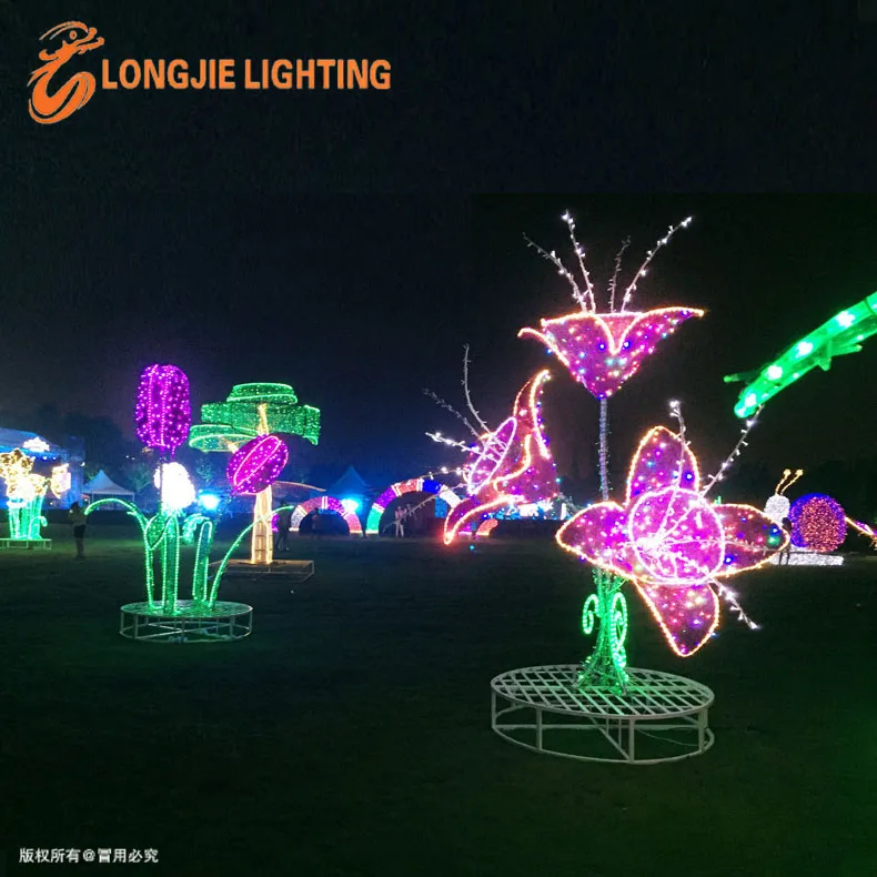 Longjie  Decor happy new years led motif light christmas led decorations