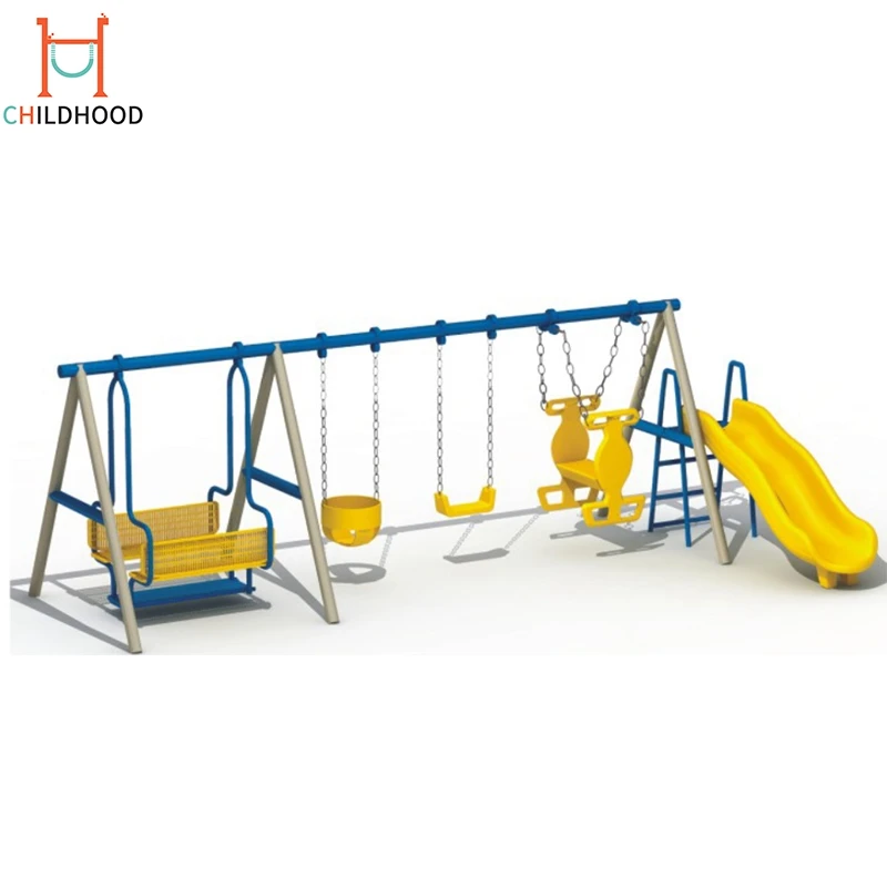
Outdoor playground kids plastic swings and slides swings sets 