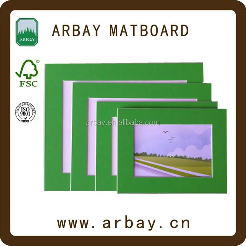 Hot selling 1.5mm white core precut paper photo frame mounts with 1.0mm white backing board
