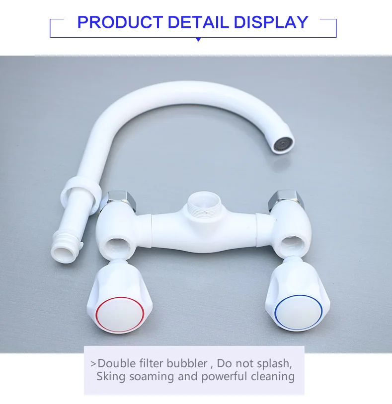 
white PPR material double handle cold and hot water bath room plastic faucet 