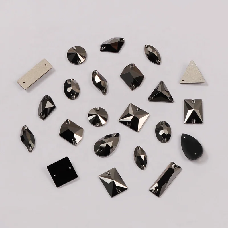 3230 All Sizes Jet Hematite Drop High Quality Strass Flatback Sew On Glass Stones For Clothes Decoration