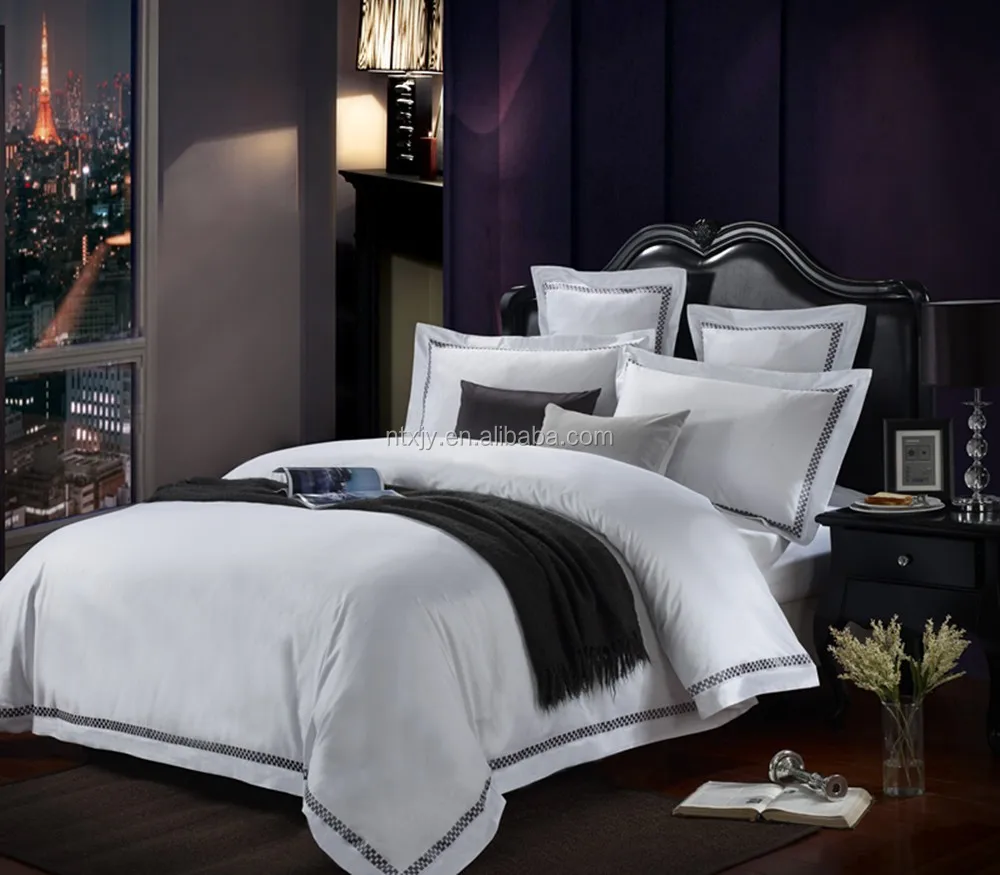 
200T /250T Cotton Fabric Hotel Bed Linen, Egyptian Cotton Bed Linen 