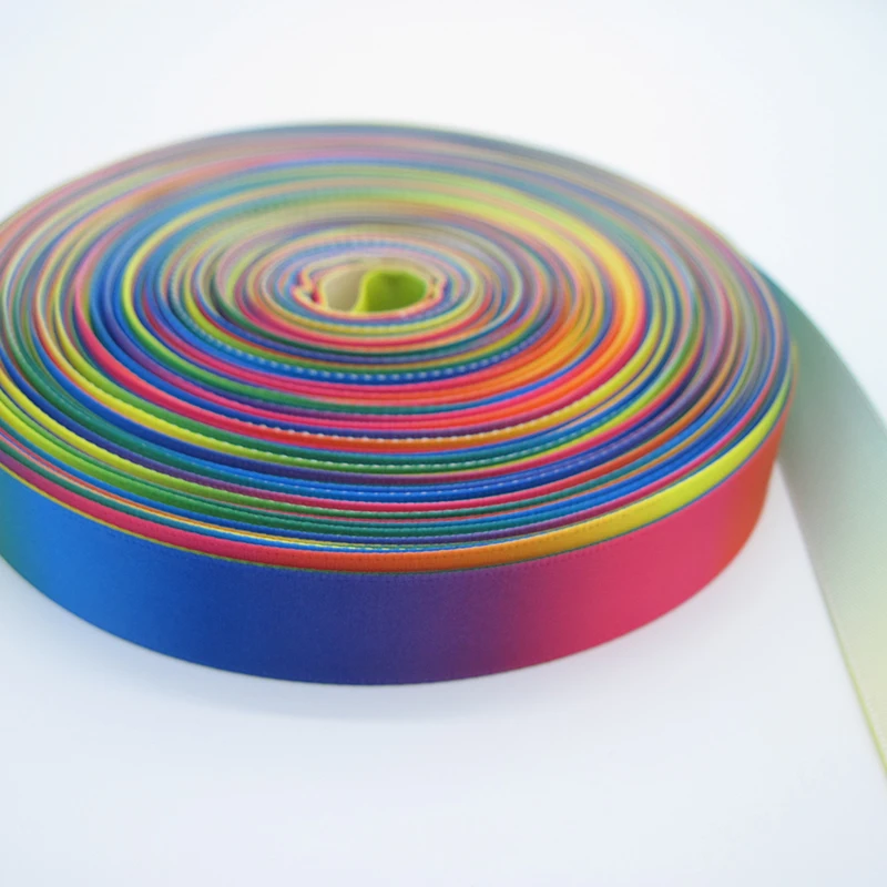 100% Polyester Single Face Satin Rainbow Ribbon decoration ribbon