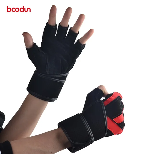Boodun  leather Weight Lifting Training Gym Women Men Fitness dumbbell gloves