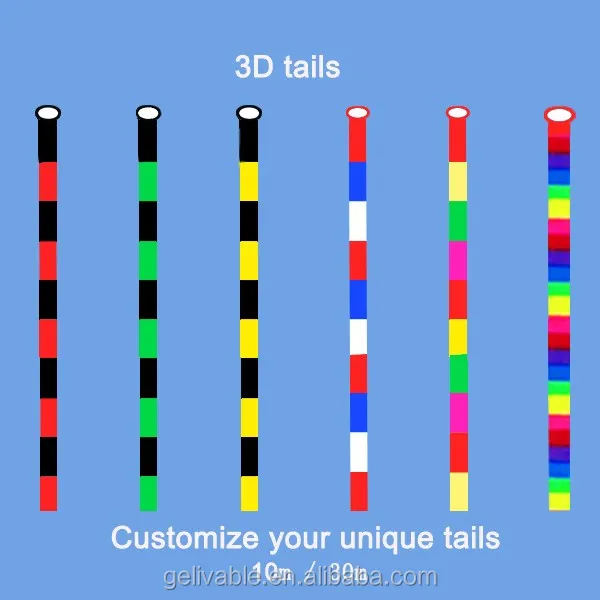 Wholesale chinese 10m 15m 30m kite 3D tube tails