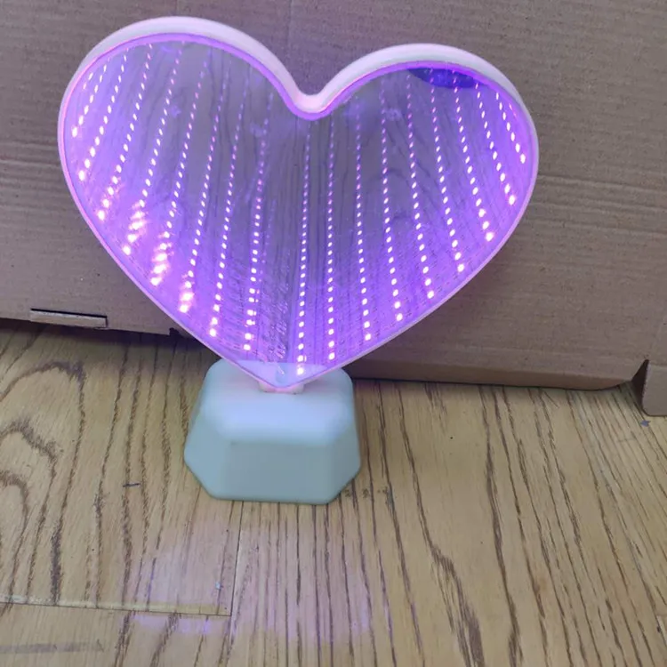 
Home Decoration Battery Infinity Mirror Lamp Heart Shape Tunnel Effect LED Night Light 