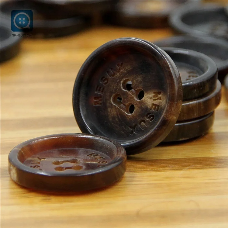 SK 40L 4 Holes Classic Design Real Buffalo Bull Horn Bone Button
