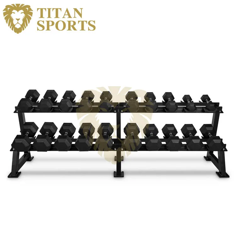 Custom logo Hex rubber vertical dumbbell rack