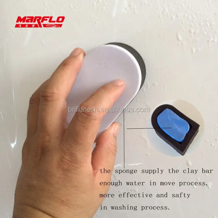 
BT-2016A Marflo Magic Clay Bar 4pcs with Sponge Applicator Blue Yellow Auto Cleaning Clay Bar Car Detailing Clay Cleaner Pad 