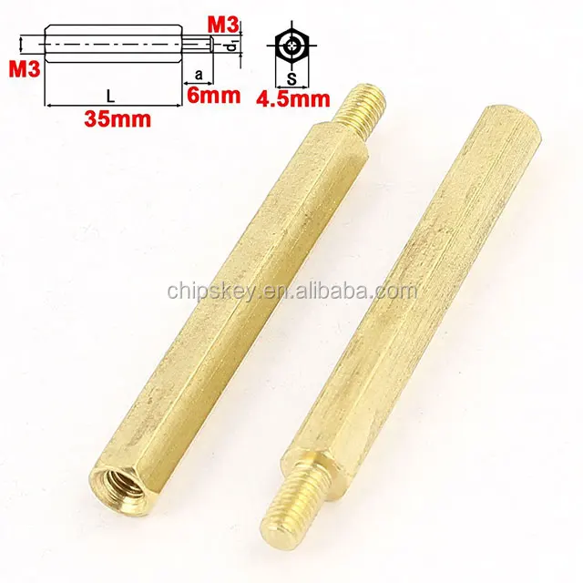 35MM+6 M3 Brass Threaded Stand-Off Hex Screw Pillars