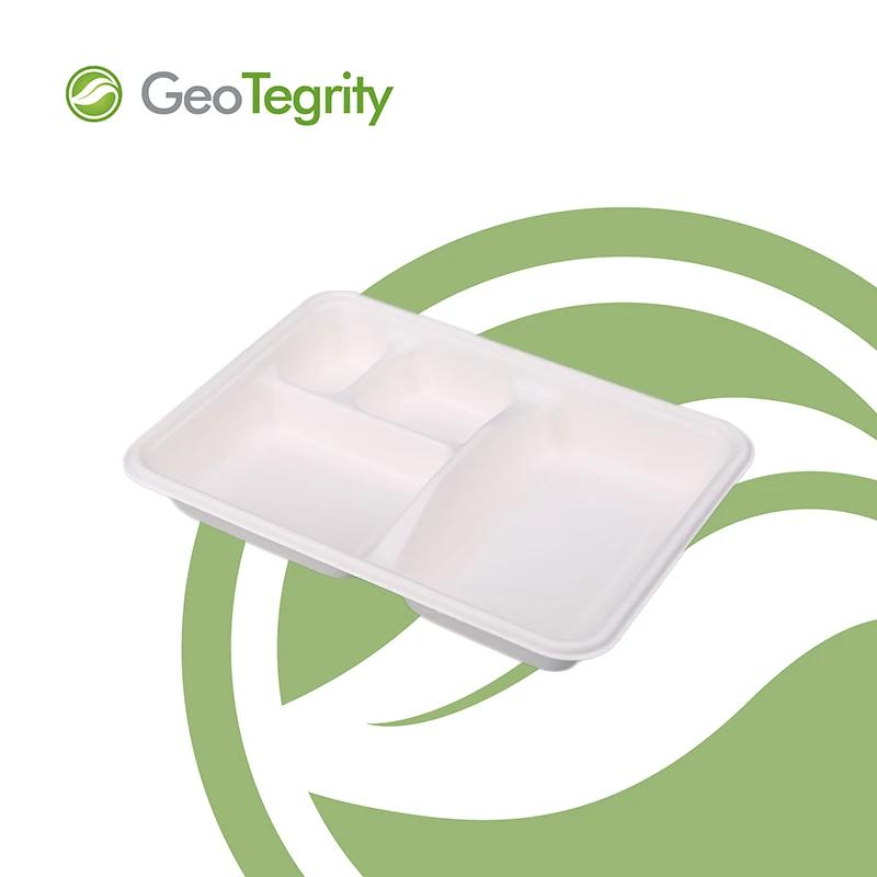 
Rectangle Four Compartment Kids Trays Food Trays With Lid School Trays 