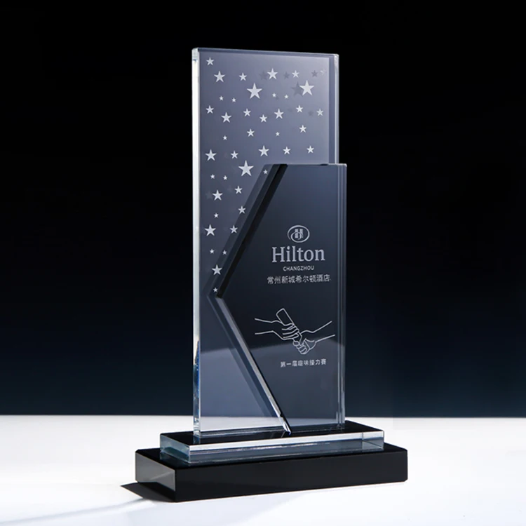 Crystal trophy with individual features Cheap glass medals