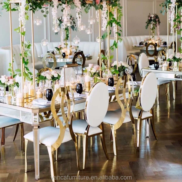 Hotel Wedding furniture gold trim white leather High back sofa