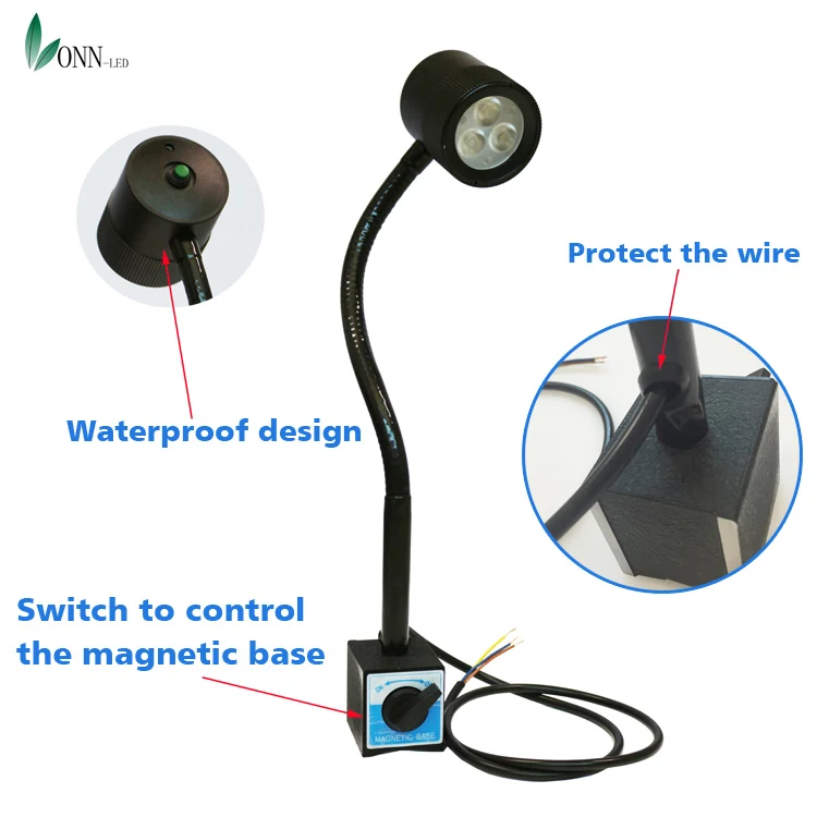 ONN-M3M 24v Cnc Machine Work Lamp / Magnetic Base Gooseneck Work Light