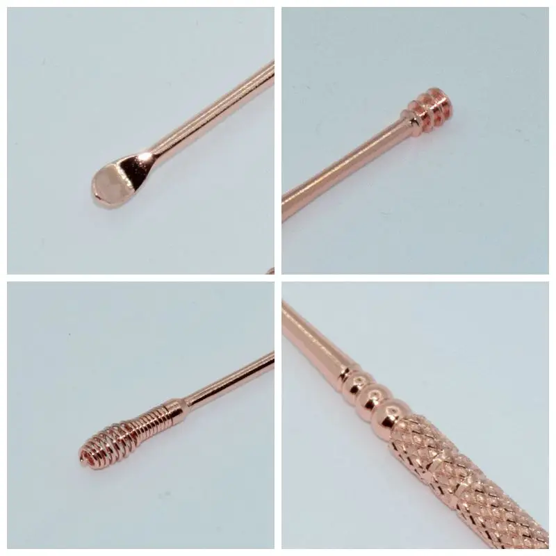 Hot sale Stainless steel Ear Pick Ear Spoon Tool spiral ear cleaner in rose gold