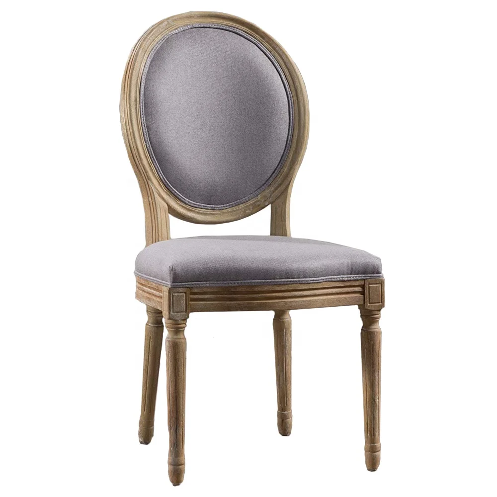 Hot Sales French Style Solid Wooden Frame Antique Round Back Dining Room Louis Chair