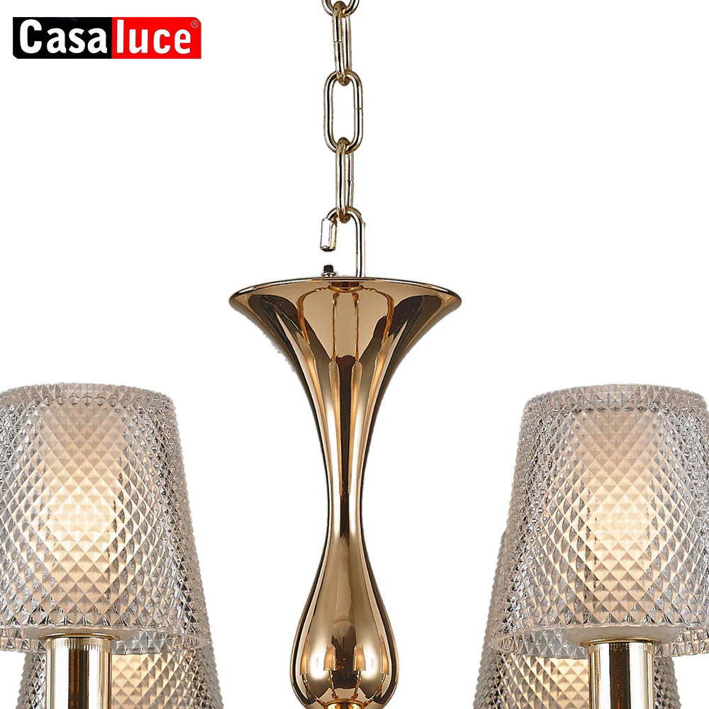 high quality large iron glass chrome gold crystal E27 chain chandelier lighting