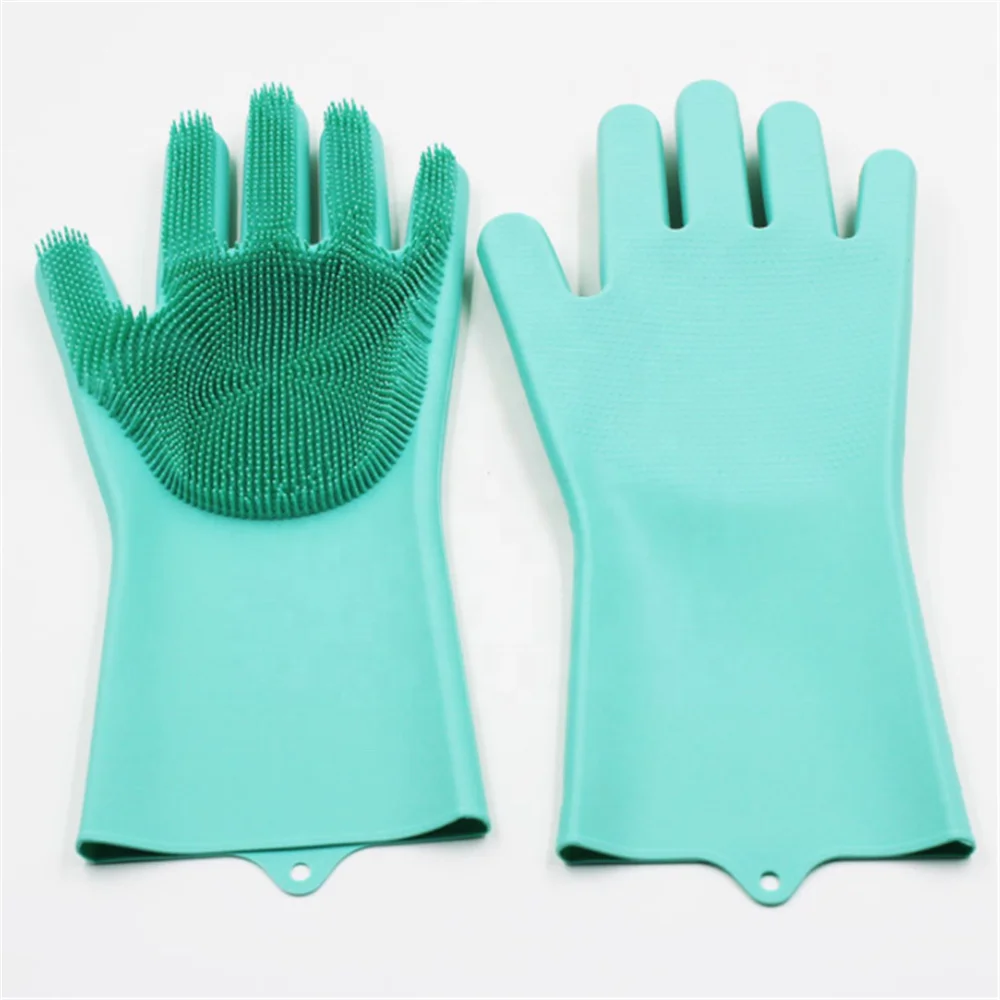 silicone washing Kitchen cleaning gloves with Non-slip heat-resistant and wear-resistant household gloves
