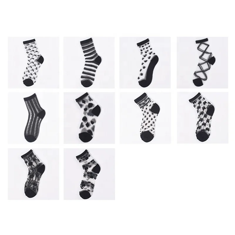 Calcetines cortos de seda cristal Girls Crystal Silk Ankle Short Socks UltrathinTransparent Elastic Stockings women silk socks