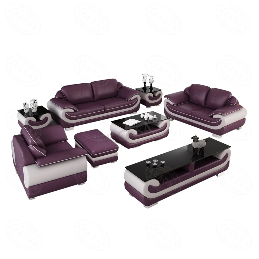 Beautiful Purple Commercial High Quality  Korean Vintage Cow Inflatable Cheers  Deep Oriental Leather Sofa