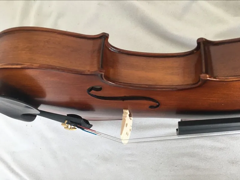 
Wholesale 4/4 solid flame maple dark matte red brown professional violin made in China 
