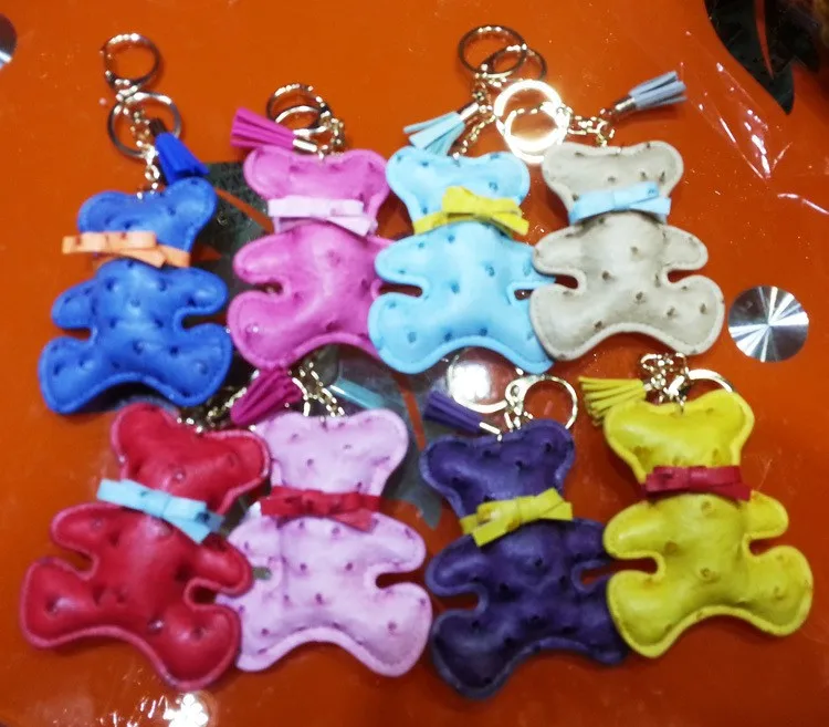 Handmade Leather Keychain Car Animal Key Chain Women Bag Charm Pendant Bag Accessories