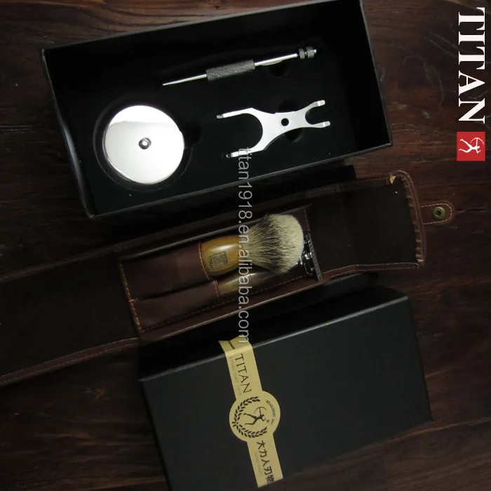 shaving set safety razor with green sandal handle disposable razor blade christmas gift