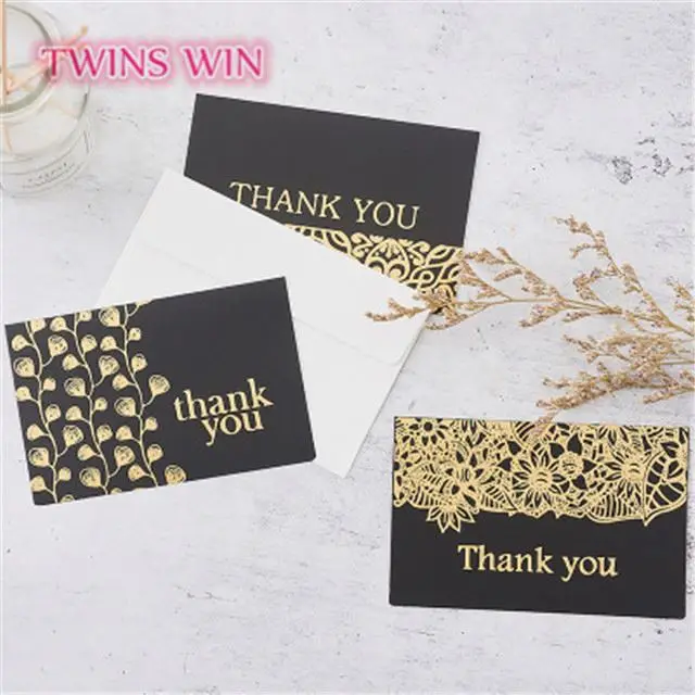 2019 hot sale two fold black color  thank you invitation card design 015