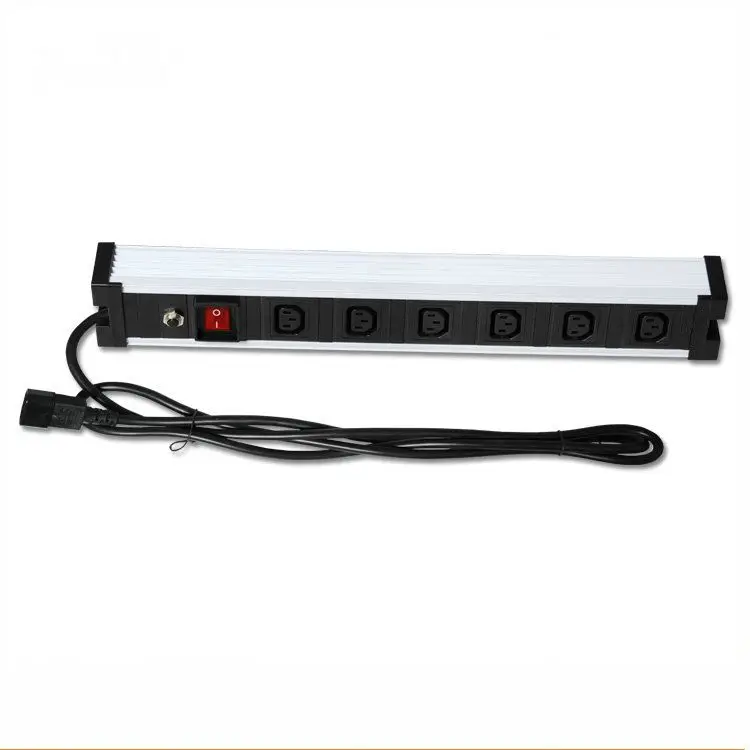 1.5U 6 ways IEC C13 socket with 2m cable line and C14 plug