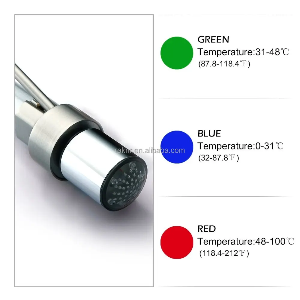 
No.K054B Desk Mounted Brushed Kitchen Mixer Tap, Brass LED Kitchen Tap 