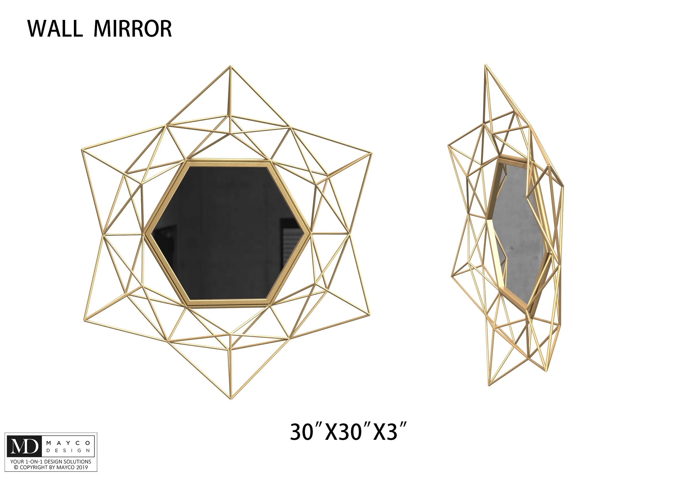 Mayco Home  Hot Sale Wall Decor Eco-friendly Abstract Antique Metal Framed Octagon Mirrors