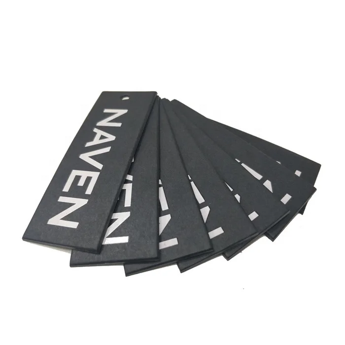 Machine made recycled paper pvc folded hang tag with printing logo