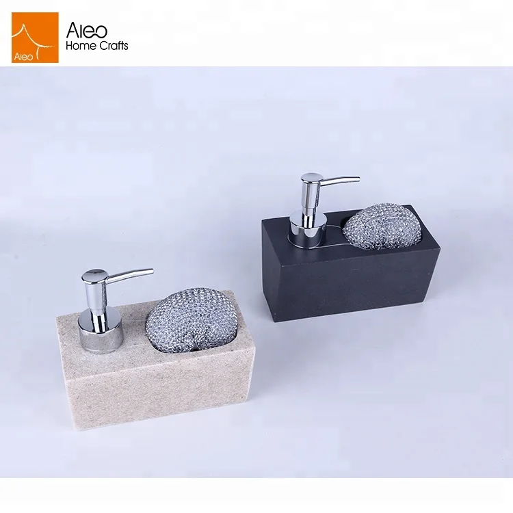 Кухня черный пресс для мыла дозатор с Кисть Губка держатель ручной жидким моющим средством бутылка для лосьона