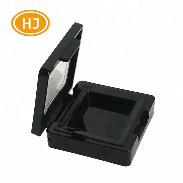 Empty cosmetic container single pan transparent window black eyeshadow palette case