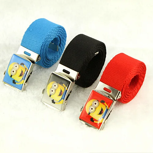 Drip Glue iron Buckle Round Army buckle brand spiderman children kids Canvas Belt