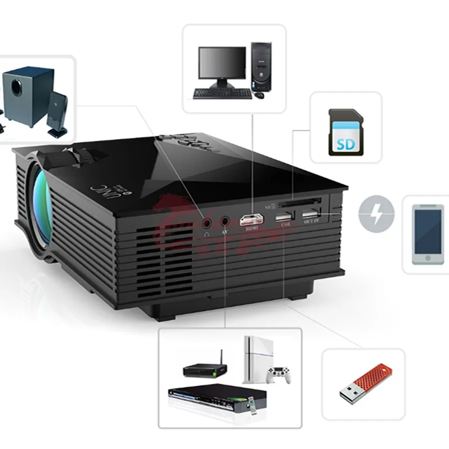 Новый продукт UC68 чем UC46 ЖК-светодиодный проектор Умный домашний кинотеатр HD-MI USB ТВ-проектор