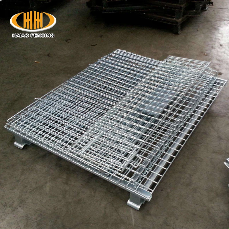 Warehouse folding heavy capacity collapsible stainless steel storage wire mesh pallet container collapsible container storage