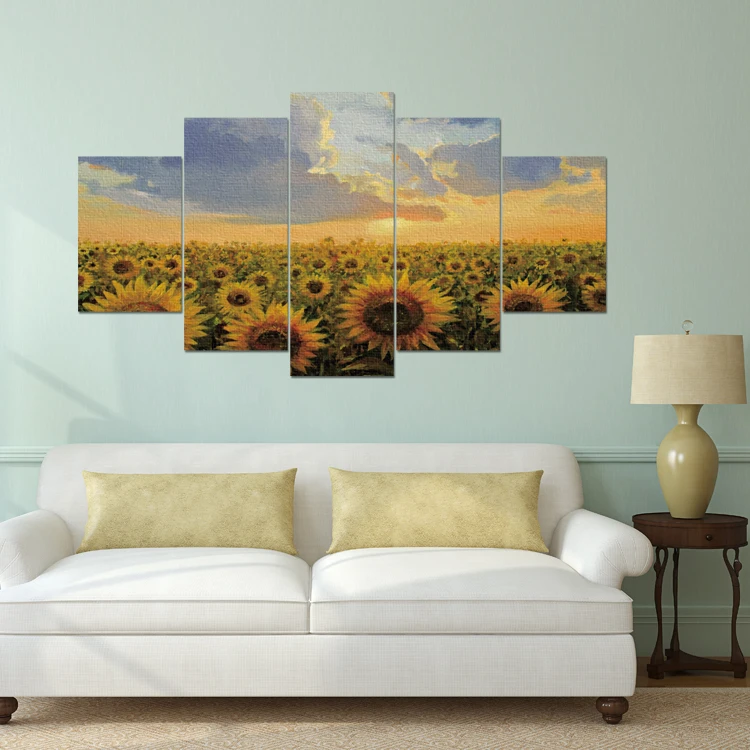Modern art sunflowers 5-piece canvas oil painting beautiful picture wall art painting