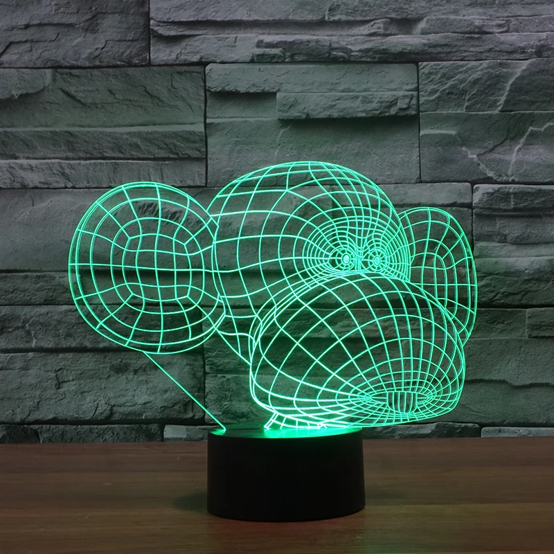 FS3055 Big Ears Monkey Kids Night Light Animal Led 3D Table Lamps